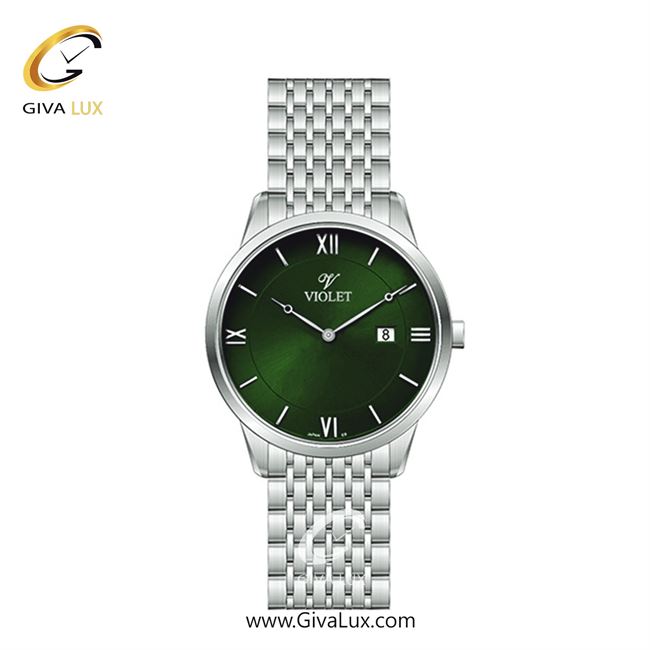 ساعت مچی اورجینال زنانه ویولت VIOLET نقره ای | نقره ای| سبز یشمی تیره| کد رفرنس 0579